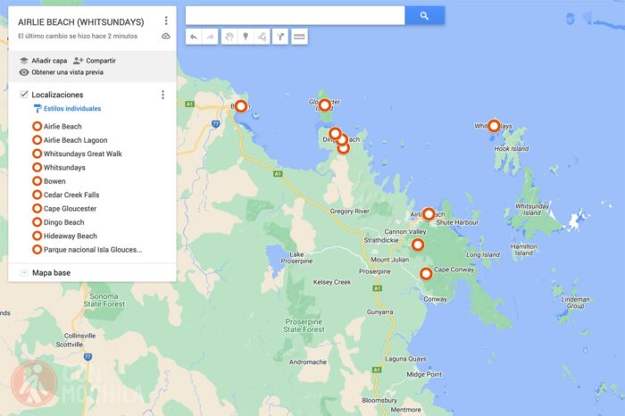 Mapa Whitsundays