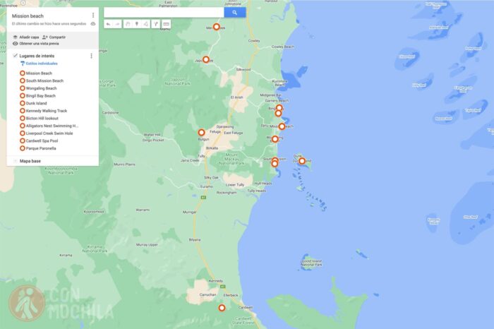 Mapa Mission Beach