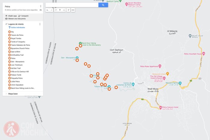 Mapa de Petra