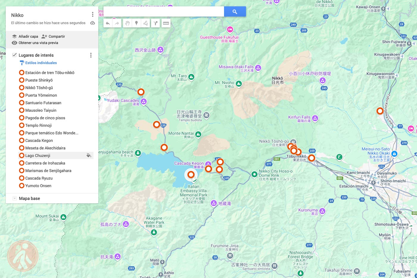 Mapa de Nikko