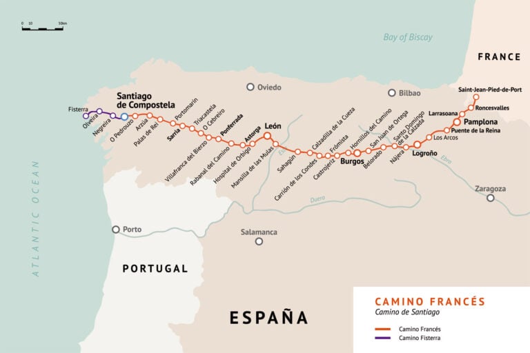 Mapa del Camino francés