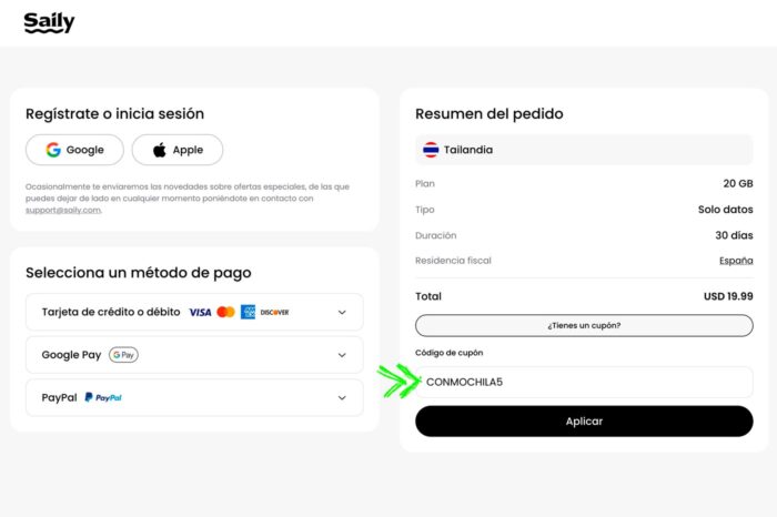 Añade el código CONMOCHILA5