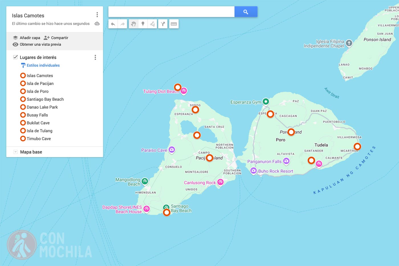 Mapa Islas Camotes