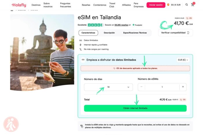 Escoge en función de los días
