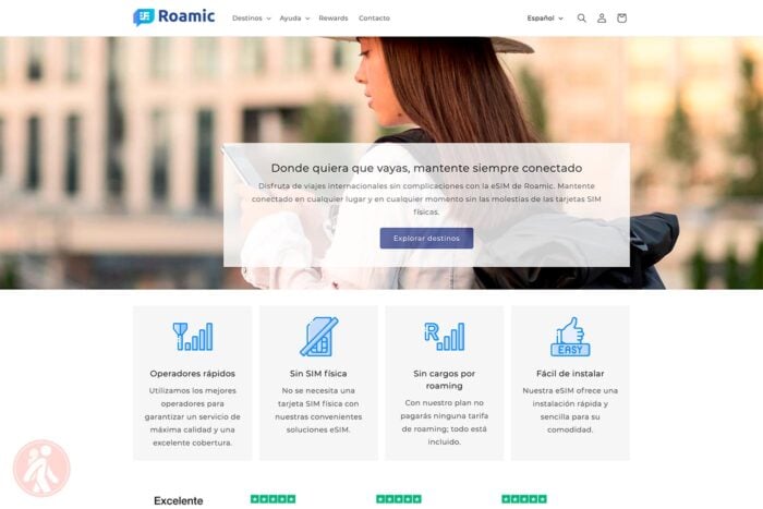 Página de inicio de Roamic