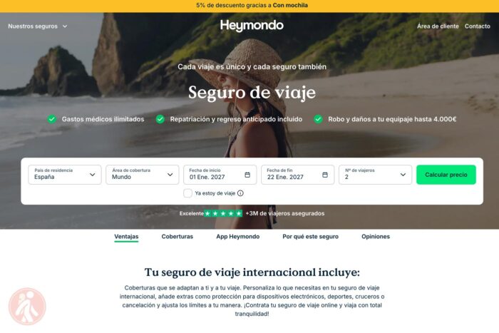 Descuento Heymondo: cuánto puedes ahorrar de verdad en 2026 3 Calculadora de Heymondo con el 5% de descuento de ConMochila activado